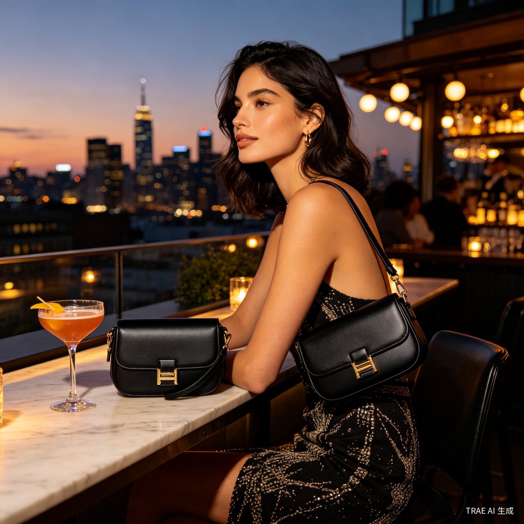 Sleek Black Crossbody - Night Out